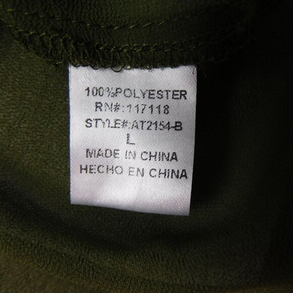 Women's Dejavu Green Long Sleeve Blouse Sz.L Cut Out Back - Picture 8 of 8